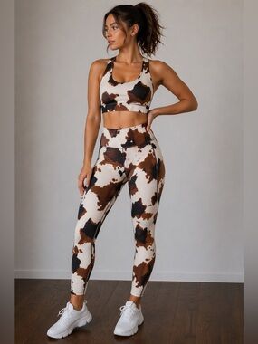 Terez Cow Print SET legging small and bra medium